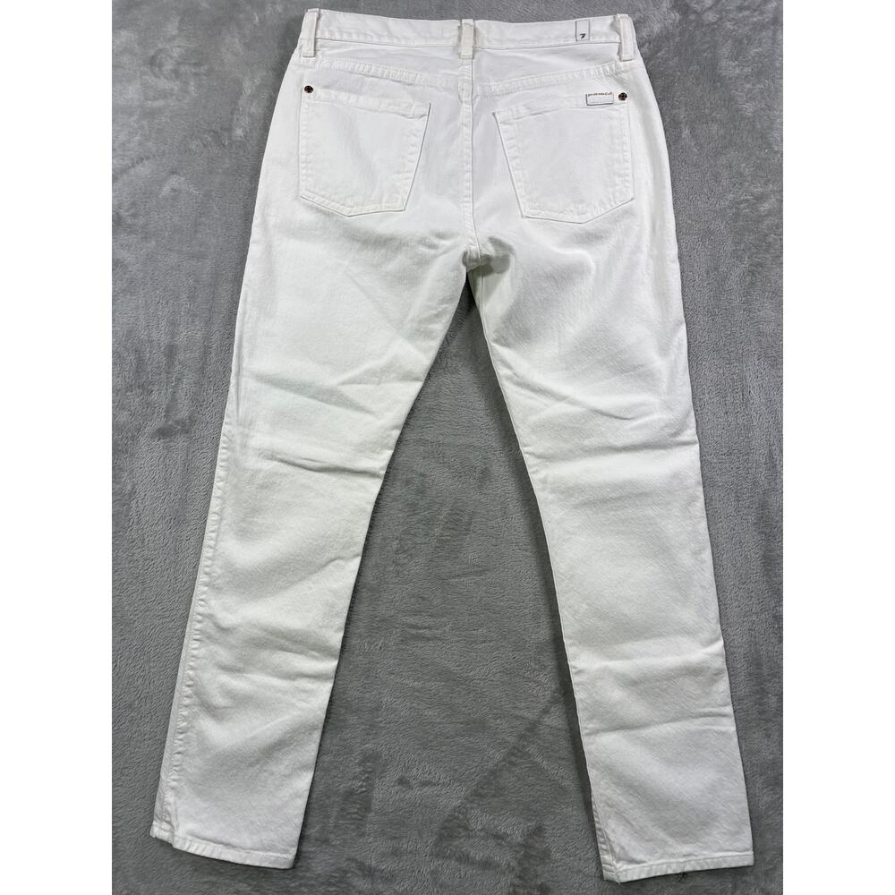 7 For All Mankind USA Made White Gold Denim Jeans 27 Mid Rise Fitted Straight - Picture 6 of 6